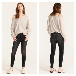 J Crew 9" high-rise toothpick jean in Charcoal wash
